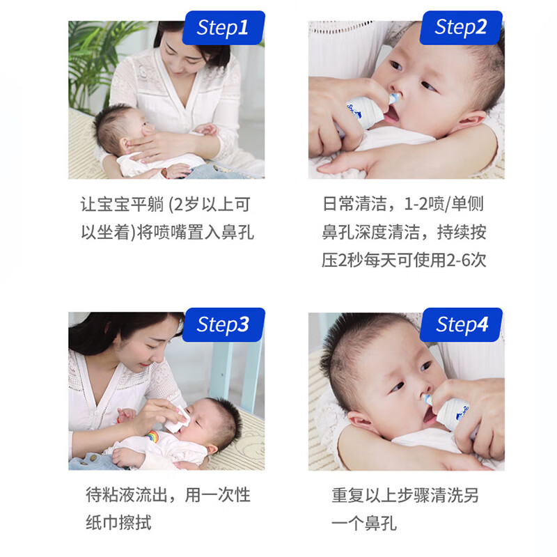 STERIMAR Little Dolphin sea salt water nasal spray physiological sea water spray baby pacifier nozzle 100ml*2 bottles children's nasal wash