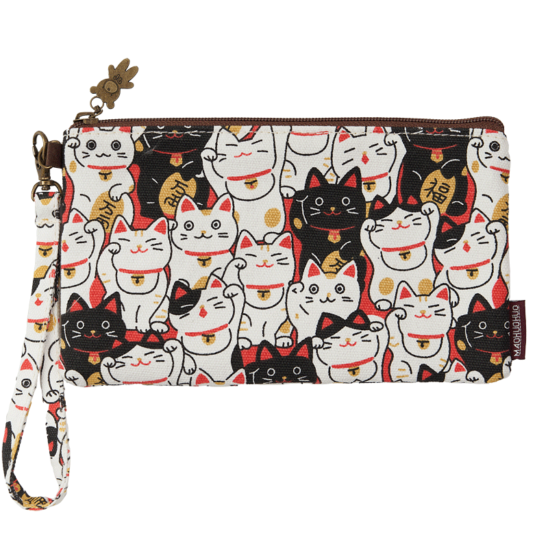 Kuqi Kangaroo Coin Purse Clutch Wallet Women's Mobile Phone Handbag Cartoon Fabric Wallet Small Canvas Collection Cat Hefeng