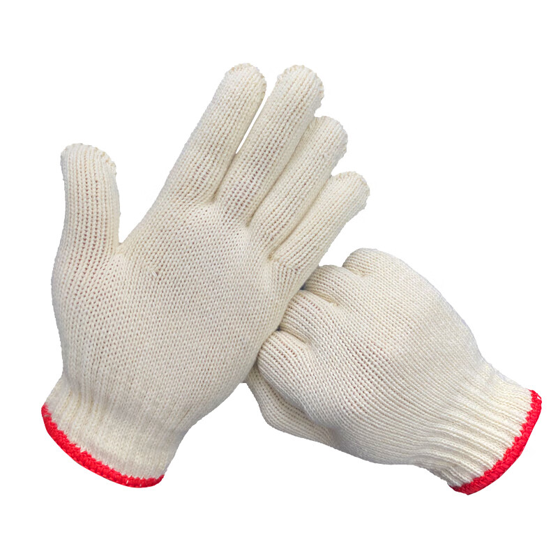 Shengfang gloves labor protection wear-resistant work anti-slip cotton thickened white cotton yarn cotton thread construction site gloves 700g 12 pairs