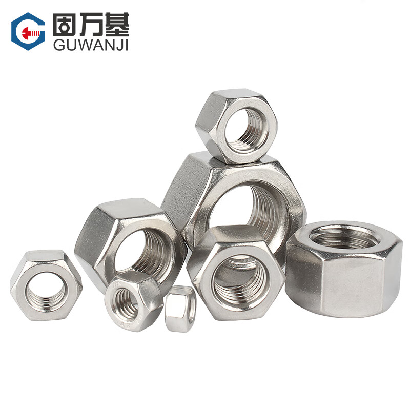 Guwanji 304 stainless steel thickened nut hexagonal nut screw nut large national standard GB6175 fastener M3 100 pieces thickness 2.4mm