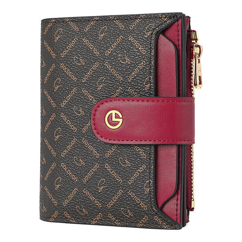 Goldlion Women's Wallet Women's Short Simple Vertical Coin Purse Gift Box New Year's Gift