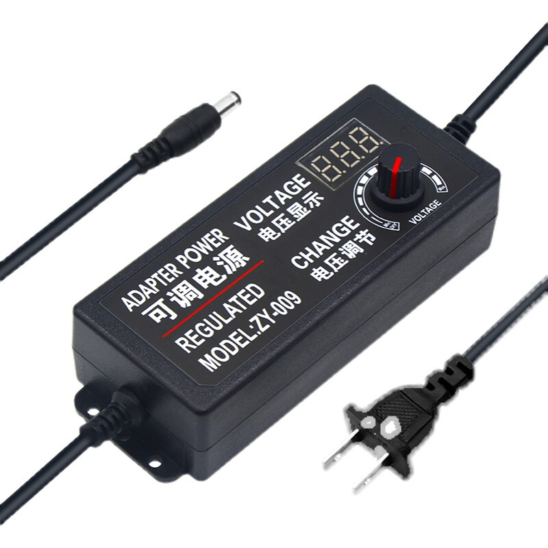 DC transformer adjustable 220V to 3v-12v24V36 adapter voltage regulating speed power supply with digital display 3-12V 5A with digital display + alligator clip cable +DC