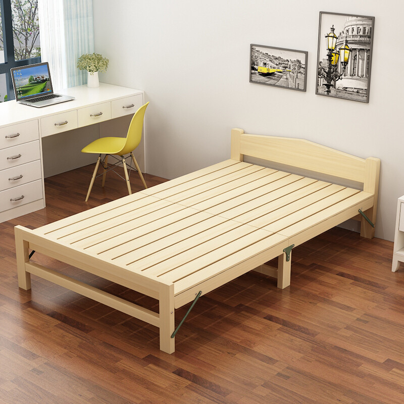Pengyou Furniture Folding Bed Single Bed Solid Wood Bed Lunch Break Bed Office Rest Bed Camp Bed 1.0 Meters Wide PY-SX10