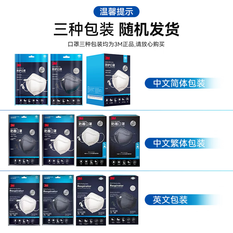 3MKN95 masks, lightweight three-dimensional disposable dust-proof, sun-proof, anti-droplet, anti-haze particles, 12 pieces