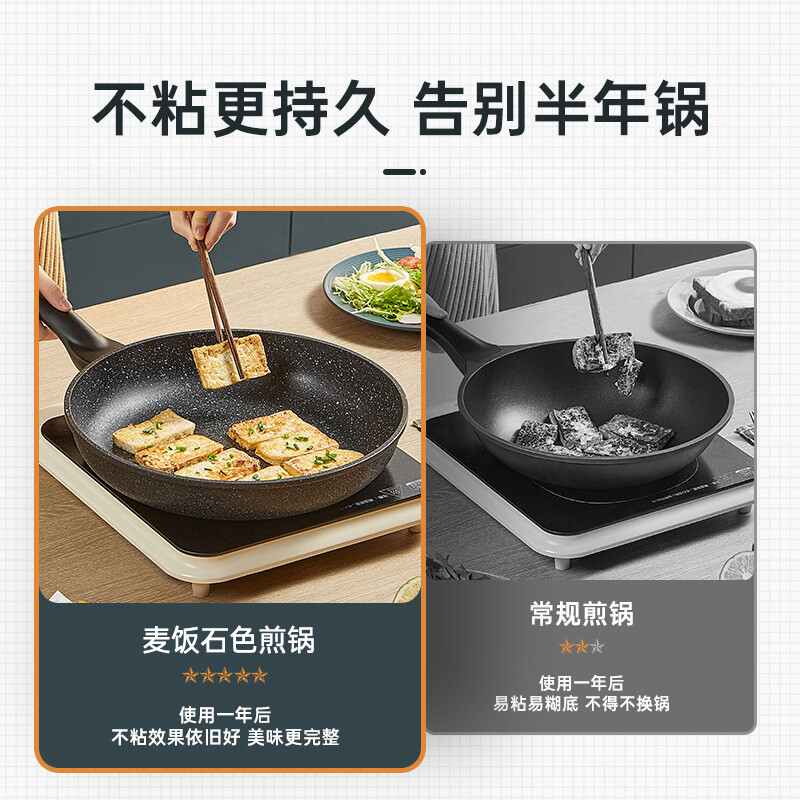 Cui Dahuang frying pan high-grade medical stone color non-stick frying pan 30cm induction cooker universal JG30GJ