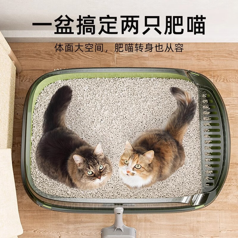 Licheers cat litter basin large heightened fence anti-splash cat toilet deodorant semi-enclosed simple cat poop basin with shovel