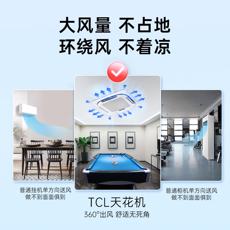 TCL 3 HP ceiling unit, commercial central air conditioner, variable frequency hidden ceiling, ceiling air conditioner, patio unit 5p, one-to-one embedded shop, office, factory air conditioner, 3 HP large, three-level energy efficiency, single cooling-new energy efficiency and energy saving