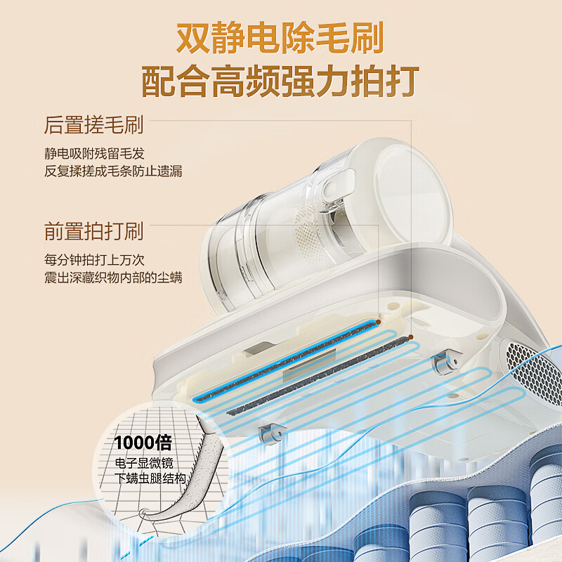Midea Mite Remover BC200 Double Cup Hair and Mite Remover Bedding Bed Vacuum Cleaner Home Handheld Vacuum and Mite Remover All-in-One Pet Mite Remover New Year Gift