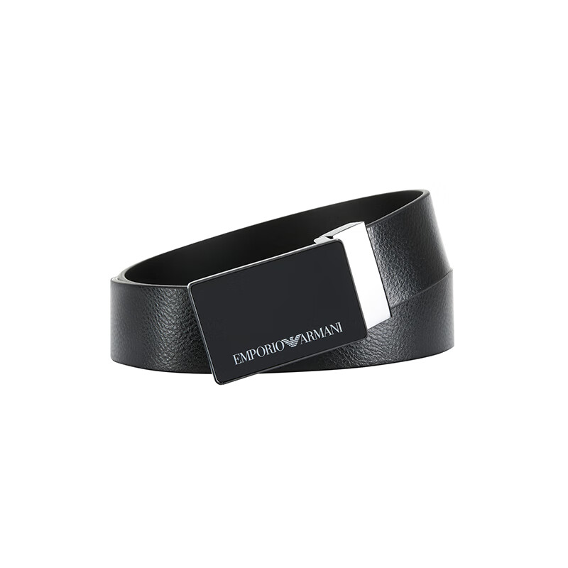 Armani (ARMANI) men's black leather plate buckle belt Y4S427 YTU7J 84372