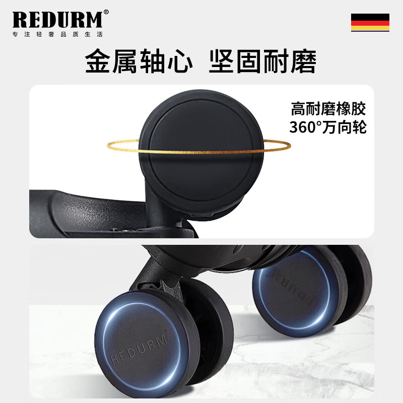 REDURM all-aluminum-magnesium alloy large-capacity suitcase, lightweight boarding suitcase, business trip trolley case, high-looking steel gun color - flagship 3D pattern scratch-resistant and wear-resistant hard case 20 inches - boarding-ready