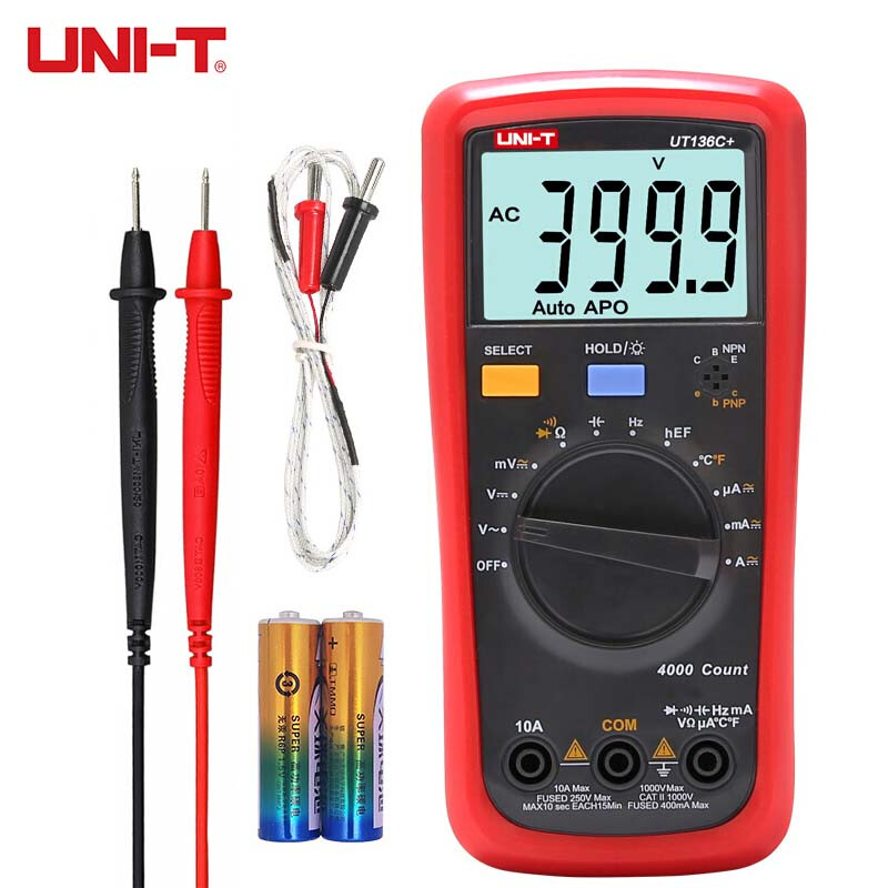 Uni-T UT136C+ automatic range digital multimeter multimeter electrician meter household high-precision backlight with temperature measurement