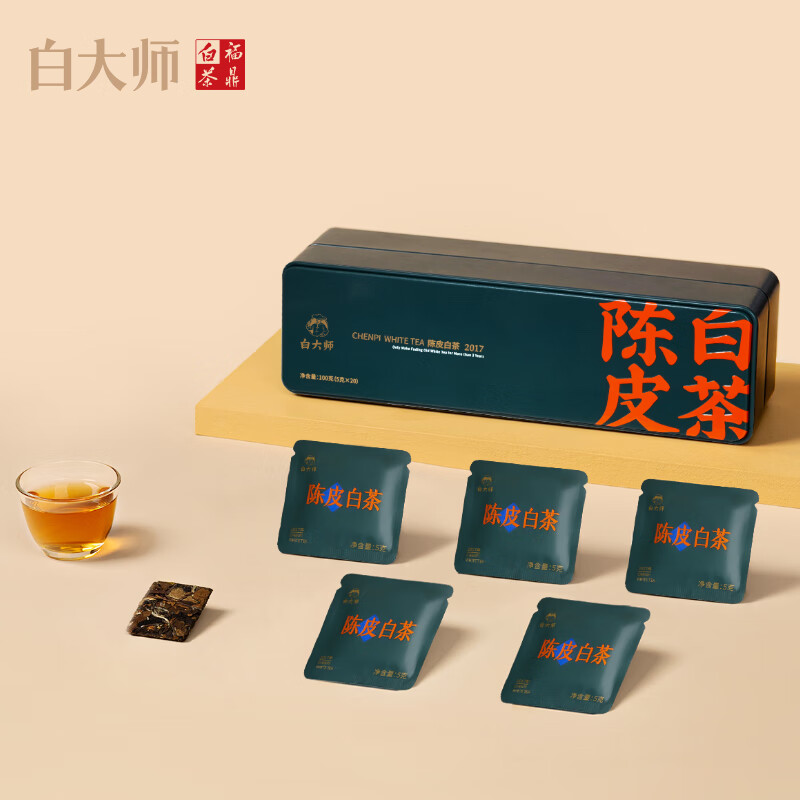 Master Bai Chenpi White Tea 2017 Fuding White Tea Shoumei 100g*2 Tea Gift Box for Self-Drinking and Portable