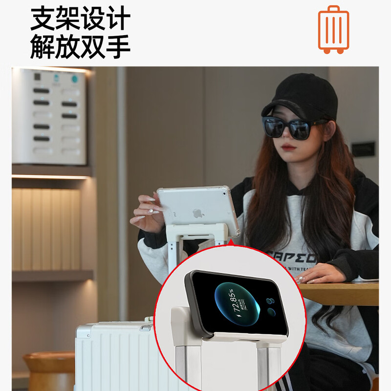 Wanmao multifunctional trolley suitcase is strong, durable and thickened 20 boarding aluminum frame 28 password large capacity 24 with cup holder 26 dark gray buckle cup holder + hook + mobile phone holder 24 inches gold size recommended