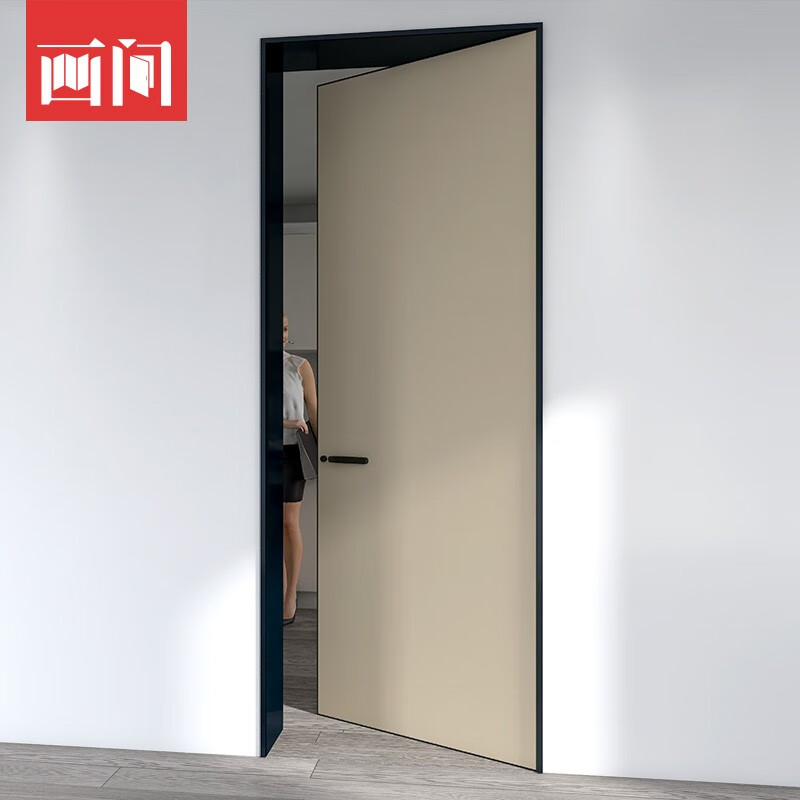 Minimalist narrow-sided aluminum wooden door in the painting room, bedroom door set door, modern simple bedroom door, invisible door, narrow-sided soundproof room door, 33-line outer flat and inner opening aluminum wooden door