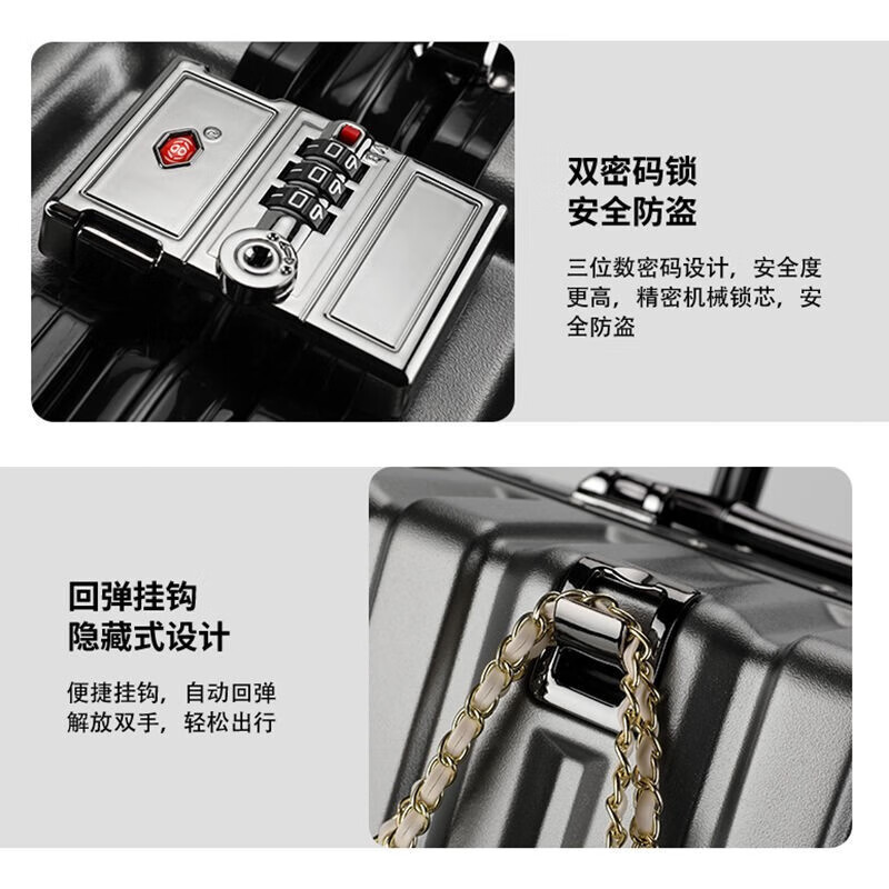 Kangaroo aluminum frame suitcase, good-looking male and female boarding code box, student large-capacity trolley case, business trip suitcase, thickened, Yaoye black, aluminum frame reinforced double code, 20 inches, can be boarded without checking in