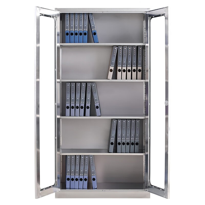 Kington 304 stainless steel filing cabinet office information cabinet filing cabinet stainless steel financial voucher bill locking glass storage cabinet 304 through glass