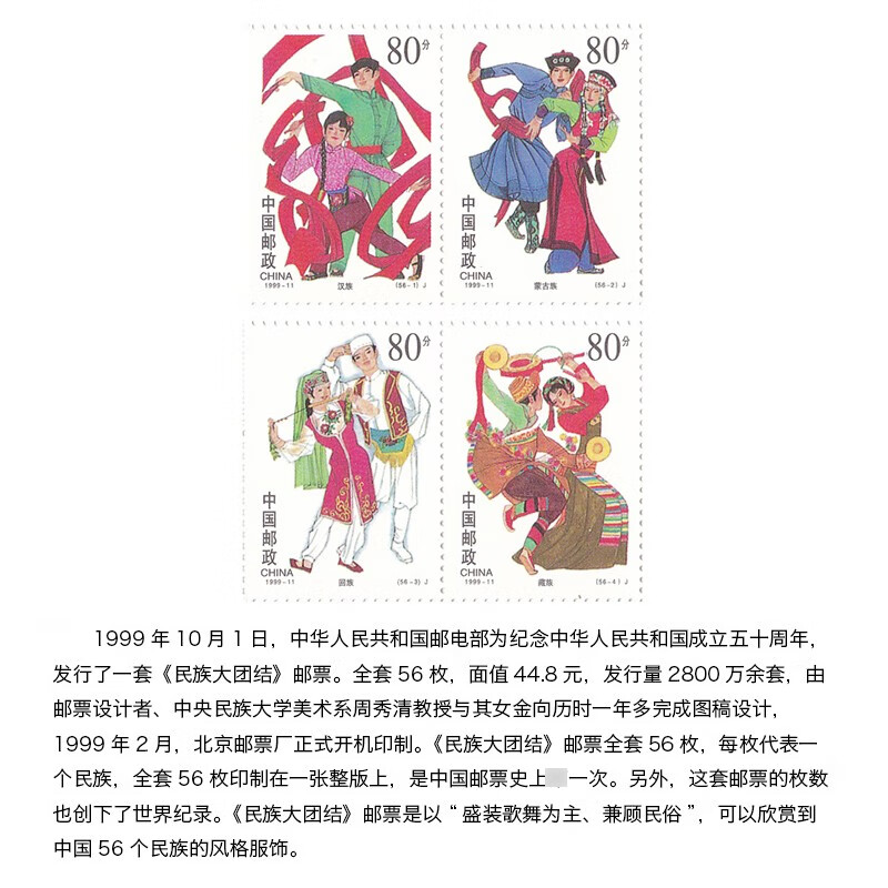 Haozangtianxia 50th Anniversary of the Founding of the People's Republic of China National Unity Stamp Large Edition Encapsulation Rating