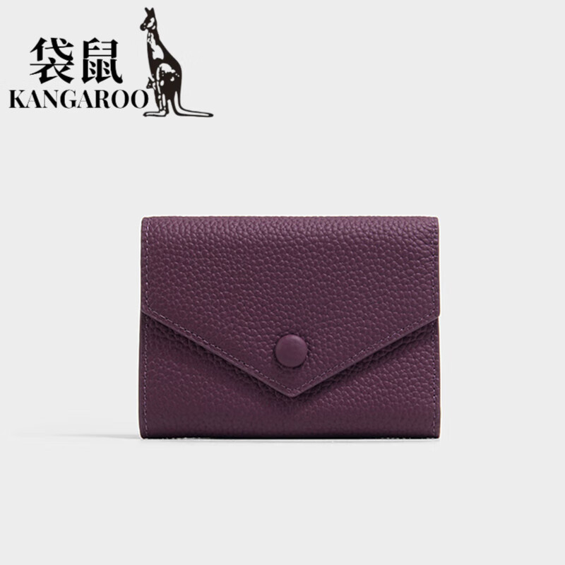 Kangaroo (KANGAROO) Women's Wallet Short 2025 Chinese Valentine's Day Texture Simple Coin Purse Small Card Holder Three-in-One Women Elephant Gray