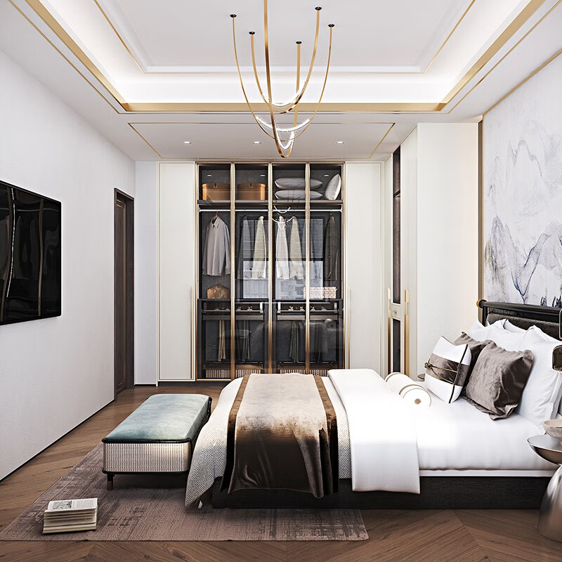 Oubli wardrobe customization, light luxury modern walk-in closet, bedroom wardrobe customization, one cabinet to top wardrobe storage cabinet, customization gold, actual payment can be deducted from the equal amount of payment