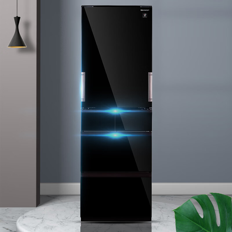 Sharp 412-liter ultra-thin built-in refrigerator with automatic ice making and left and right opening PCI plasma cluster sterilization and deodorization kitchen and office Japanese-style multi-door refrigerator SJ-SG41W-BK sky black/glass panel