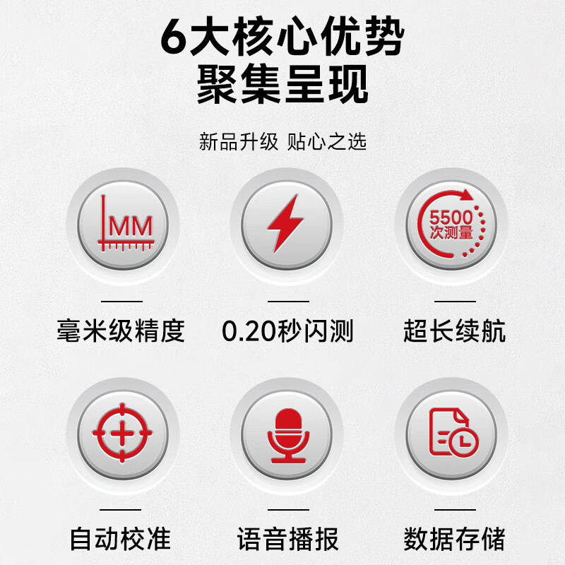 DELIXI ELECTRIC distance meter infrared laser ruler handheld millimeter high-precision electronic ruler room measuring instrument lithium battery voice model 70m