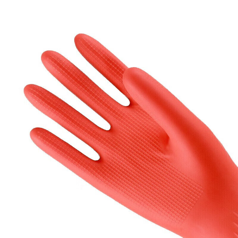 Bangshoushi latex gloves 45cm 1 pair rubber leather with long sleeves thickened waterproof and wear-resistant dishwashing laundry cleaning cleaning work labor protection red