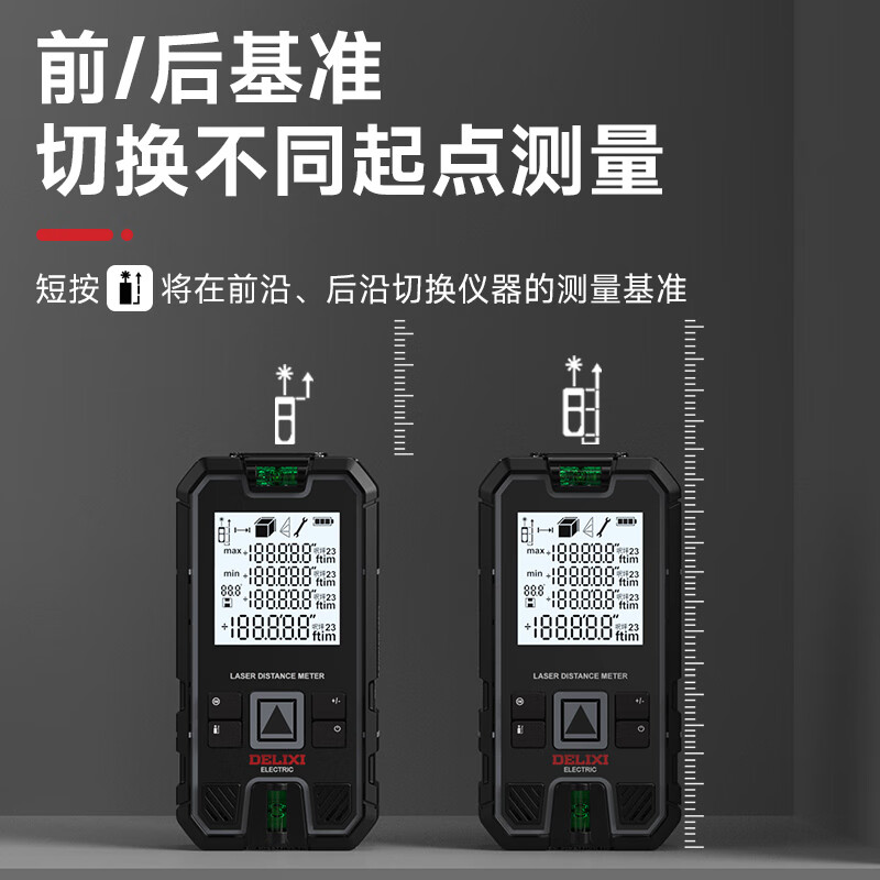 DELIXI ELECTRIC rangefinder green light laser ruler handheld millimeter high-precision electronic ruler household room measuring instrument lithium battery voice model 50m