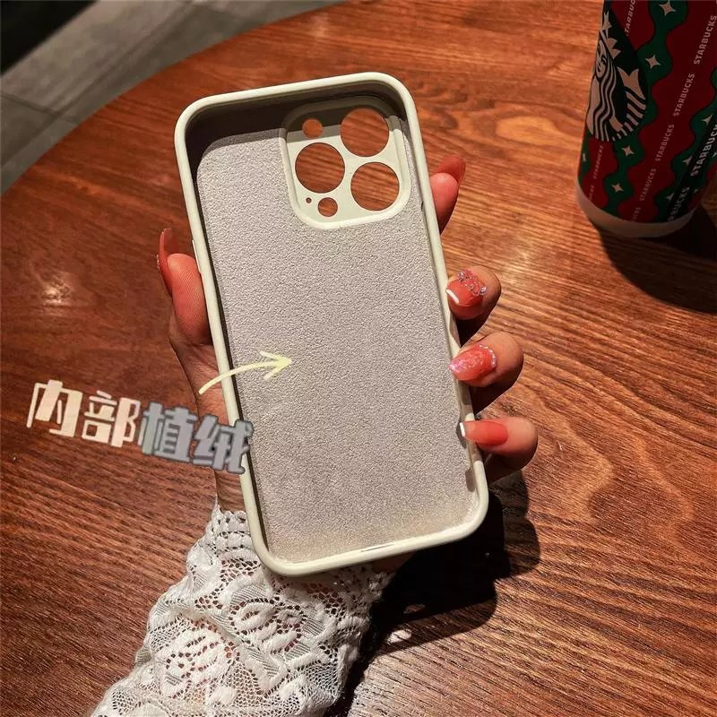 Suitable for liquid silicone Apple 15 mobile phone case iPhone15Promax new 14plus solid color 13Pro simple anti-fall cover antique white skin-feel liquid silicone iPhone 14 Plus