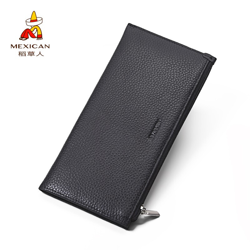 Scarecrow Women's Long Wallet Women's Genuine Leather New Fashion Simple Thin Cowhide Clutch Small Clutch Small Wallet Card Bag Black