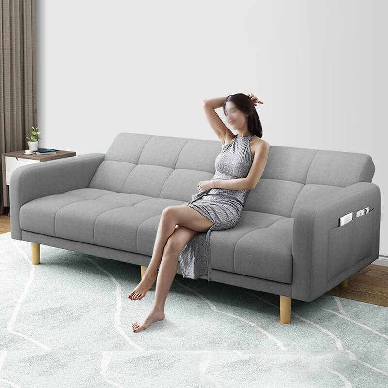 Huakaizhixing sofa bed dual-purpose folding sofa folding bed double-seat technology cloth sofa S96 gray technology cloth 2 meters