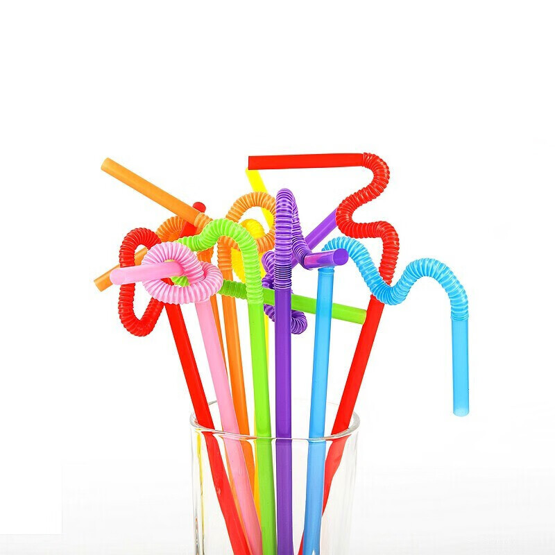 Jidaocook disposable straws, individually packaged, colorful, artistic straws, elbow juice drink slender straws, colored, individually packaged, 200 pieces