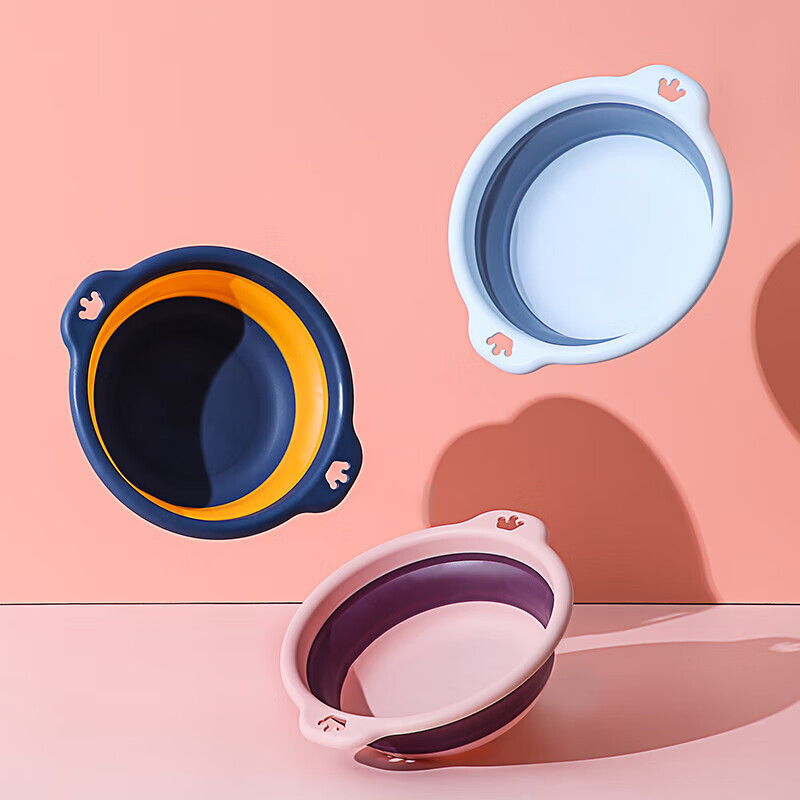 Biyoumei foldable washbasin baby butt basin travel portable mini fruit basin blue small