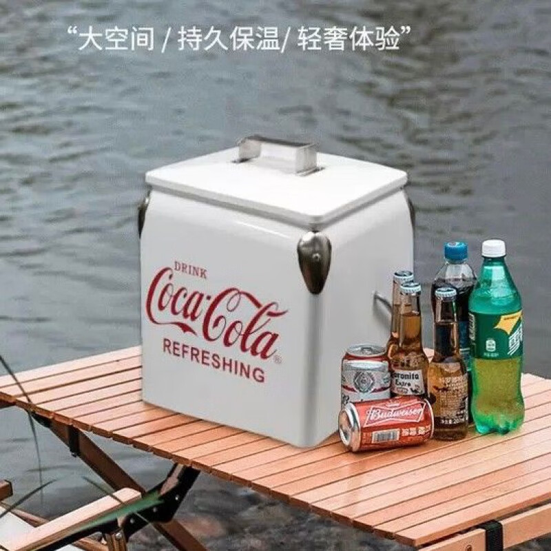 Coca-Cola insulated box cold ice bucket outdoor camping beverage insulated box portable portable car small refrigerator 30 liters large capacity red no need to plug in
