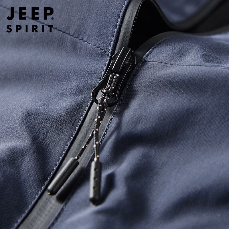 JEEP SPIRIT Jeep Jacket Men's Jacket Autumn and Winter Men's Velvet Windproof Casual Stand Collar Top Men's Black XL