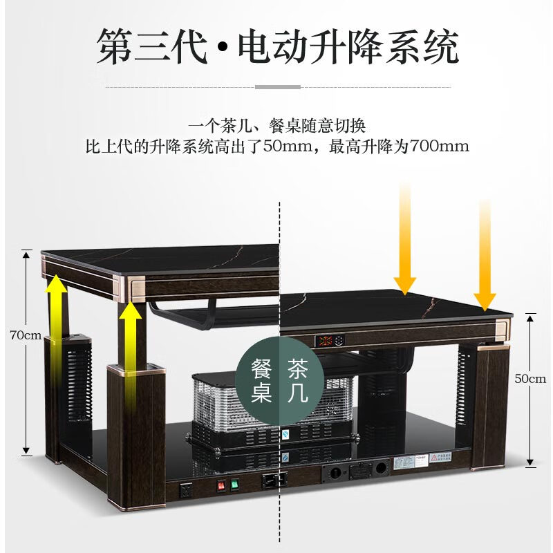 Guiyan Gas Natural Gas Hidden Induction Cooker Heating Table Electric Warming Table Coffee Table Fire Table Stove Electric Heater Energy-saving Home Furniture Heater Lift Yanyun White 1.6 Meter Gas Electric Fierce Double Burner Mobile Caster Zipper Table Cover
