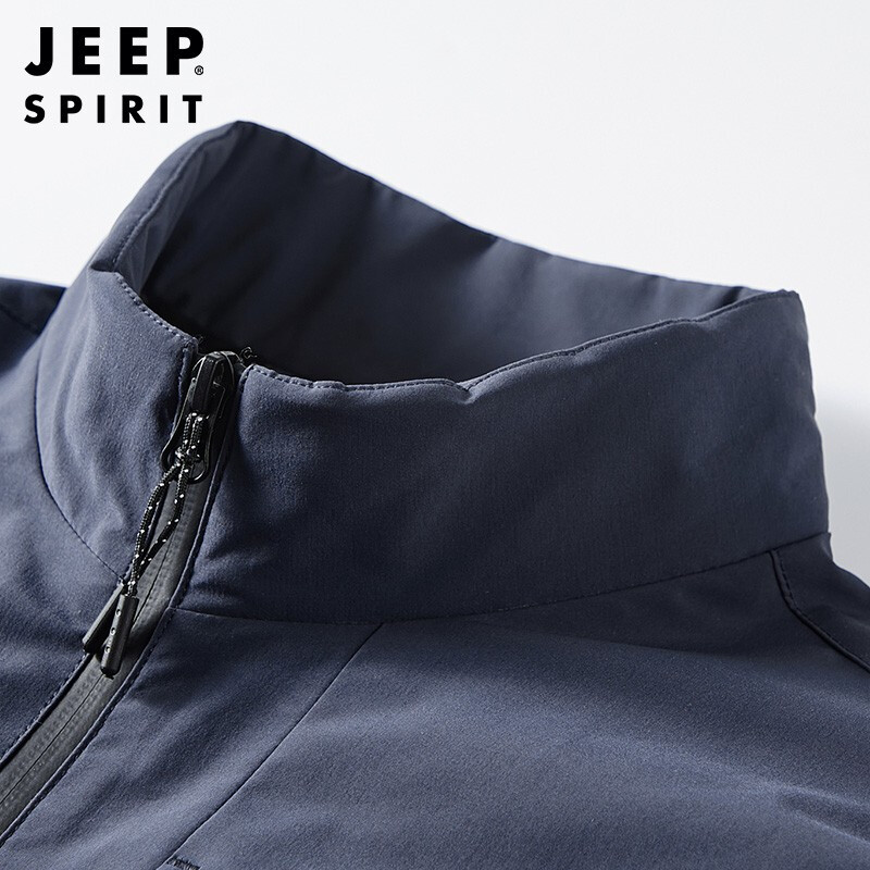 JEEP SPIRIT Jeep Jacket Men's Jacket Autumn and Winter Men's Velvet Windproof Casual Stand Collar Top Men's Black XL