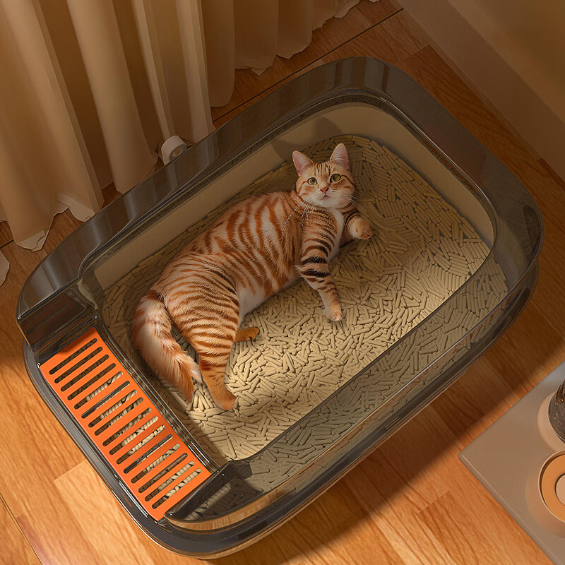 HELLOJOY cat litter box anti-splash semi-enclosed deodorizing cat toilet anti-splash cat litter box cat poop box with cat litter scoop