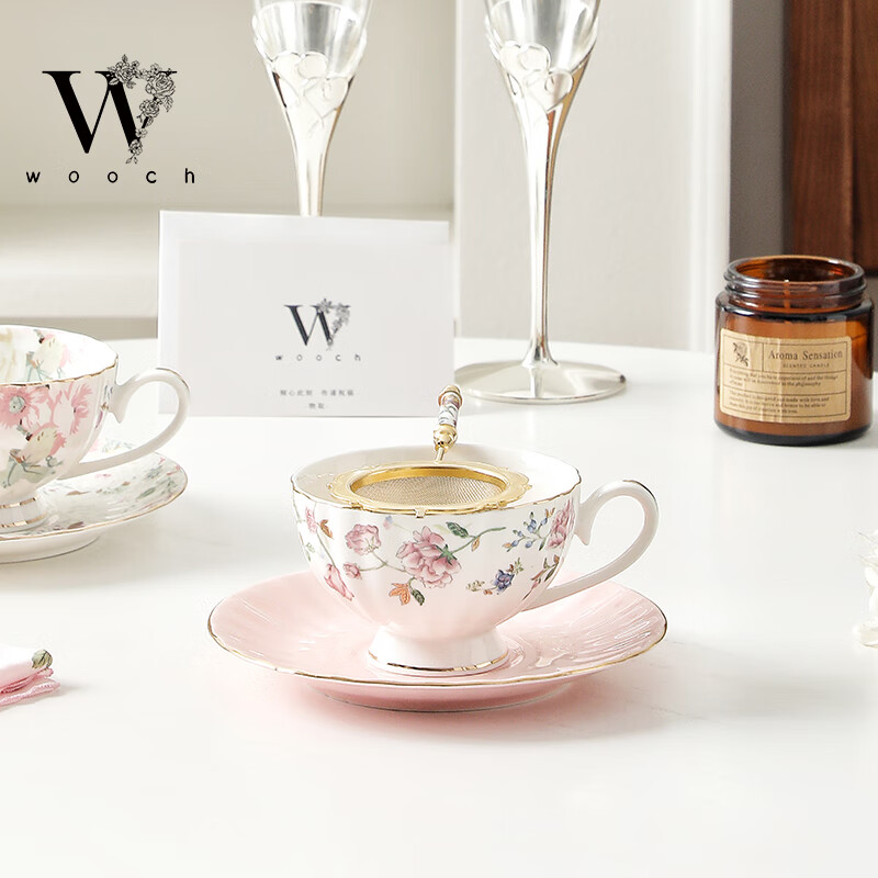 WOOCH Sweet Series Cups and Saucers Gift Boxes, Light Luxurious Exquisite Coffee Cups, Engagement Gifts, and Newlyweds Housewarming Souvenirs