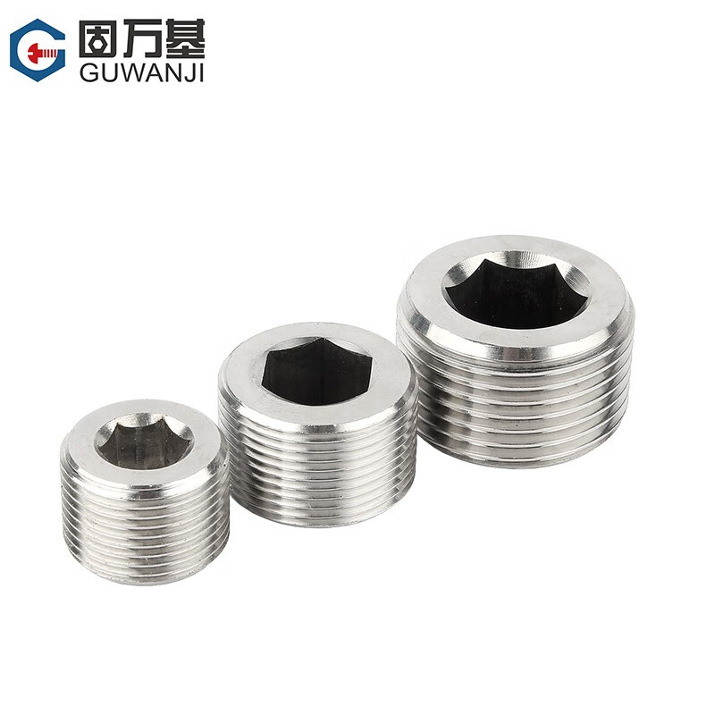 Guwanji 304 stainless steel hexagonal plug outer wire NPT pipe oil plug RC bulk head screw plug G1 inch 2 points 3 points 4 points 6 points PT1/2 (4 points) 1 piece
