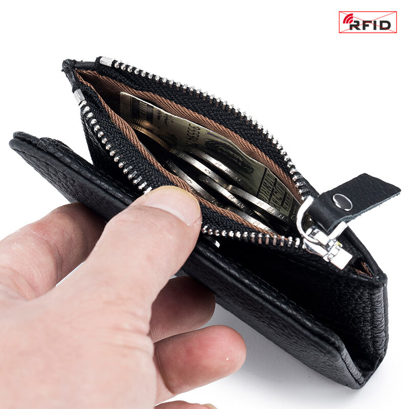 SHARELOVE genuine leather anti-theft brush degaussing wallet short zipper folding photo men and women 2023 new ultra-thin wallet card bag grass green