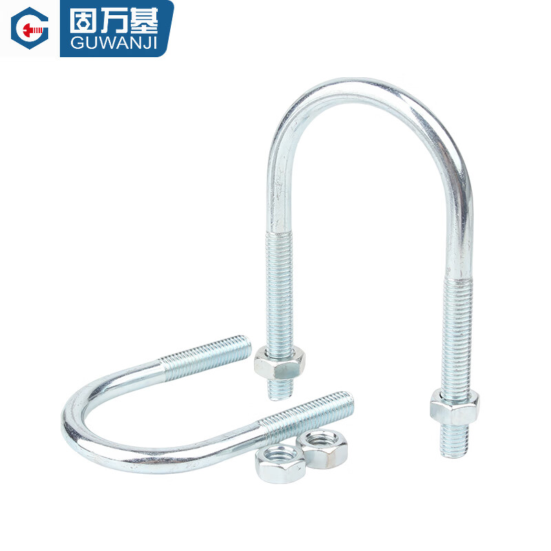 Guwanji galvanized U-bolt screw extended U-shaped pipe clamp pipe clamp hoop fixed riding buckle with nut set combination M8x27x59 5 sets