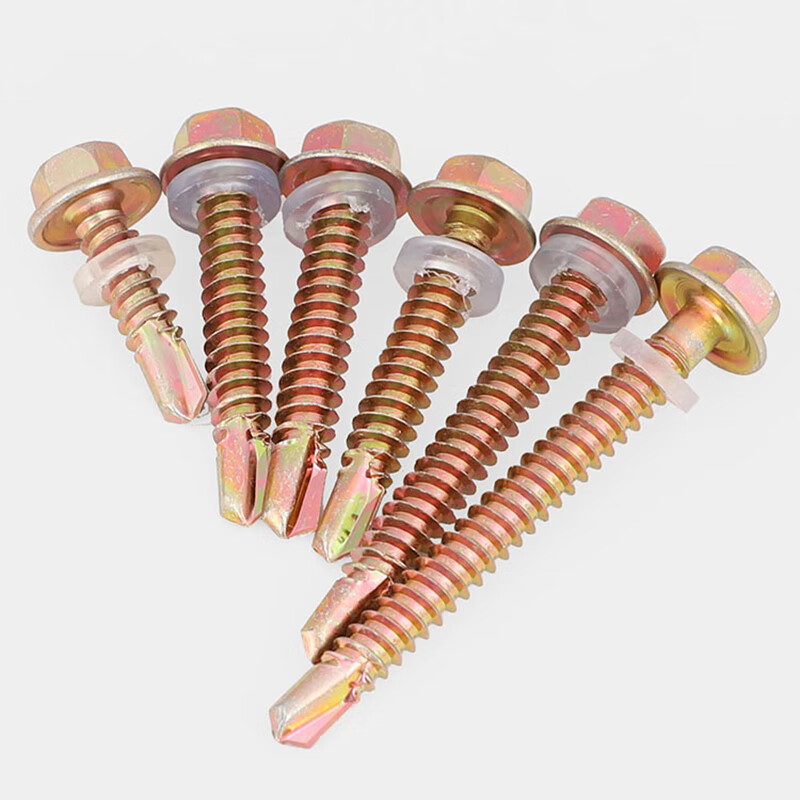 Bingneng external hexagonal drill tail self-tapping screws color steel tile dovetail screws color zinc self-tapping self-drilling screws tapping iron sheet steel M4.8*150 10 pieces