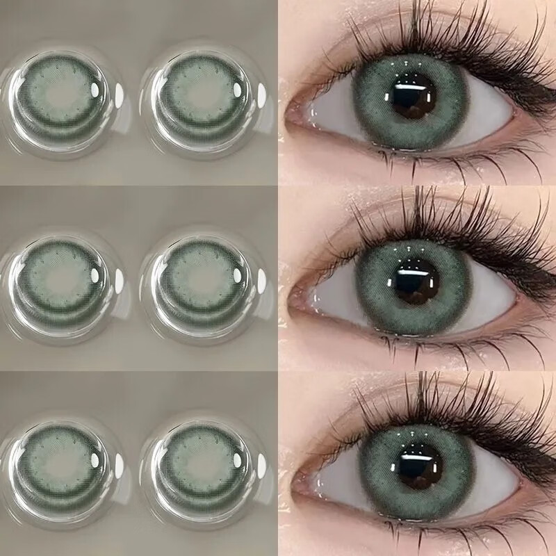 OVOLOOK half-year disposable female contact lenses 2 pieces sandwich craft green daily large diameter natural contact lens flagship store green water ghost 14.2 half-year disposable 0 degree