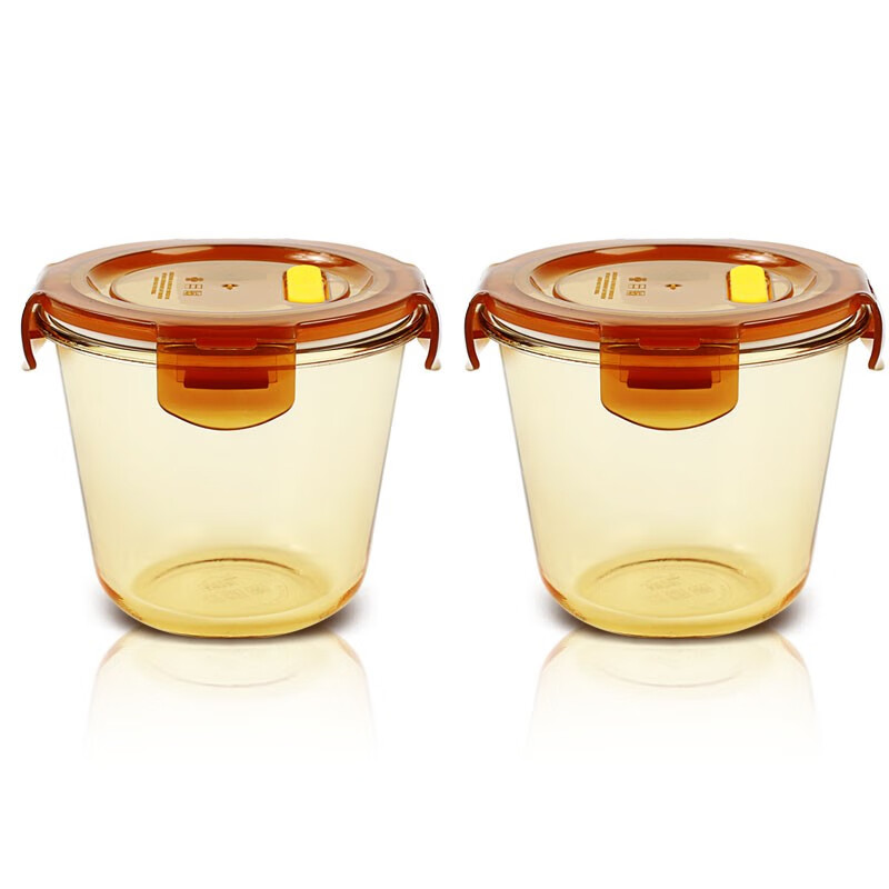 Chuangde heat-resistant glass soup cup microwave crisper refrigerator storage noodle bowl breakfast cup lunch box amber 700ml*2