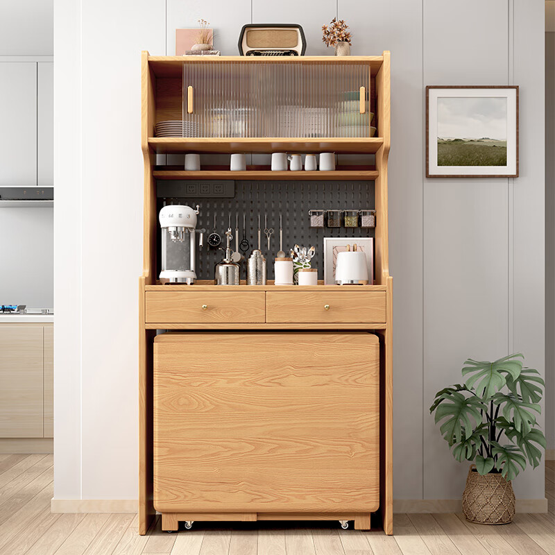 Senneng solid wood sideboard dining table integrated wall storage cabinet wine cabinet modern simple storage cabinet kitchen with dining table side cabinet 87CM sideboard