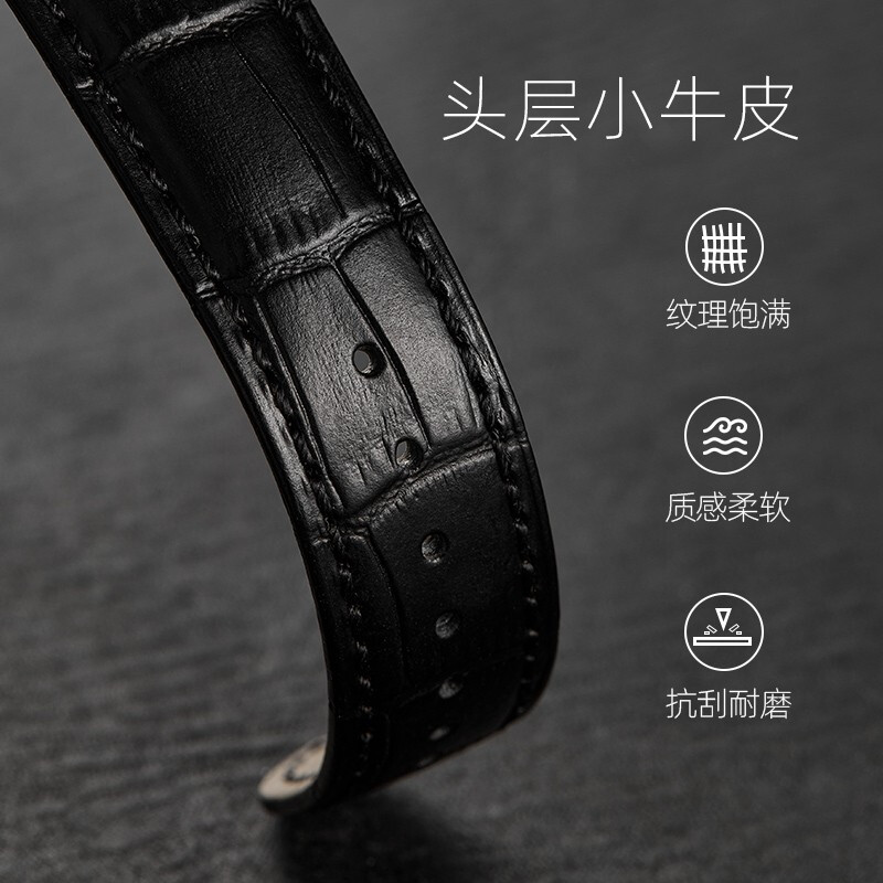Istrap genuine leather strap for men and women crocodile pattern cowhide suitable for Tissot, Longines, Mido, Citizen, Casio dw, Seiko, Seagull, Fiyada, Armani watch with Leloc bracelet, brown thread, same color thread, rose gold pin buckle, and dial interface width 21mm