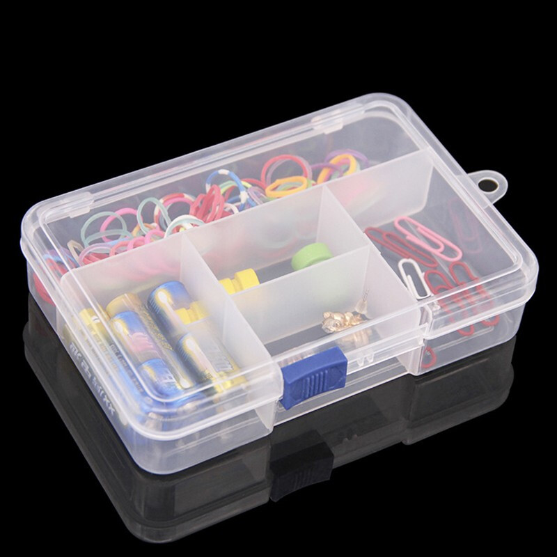 Wenstan W7631 (5 pieces) slide buckle 5-compartment parts box, transparent parts and debris sealed storage storage box, white (14.4*10*3.4)