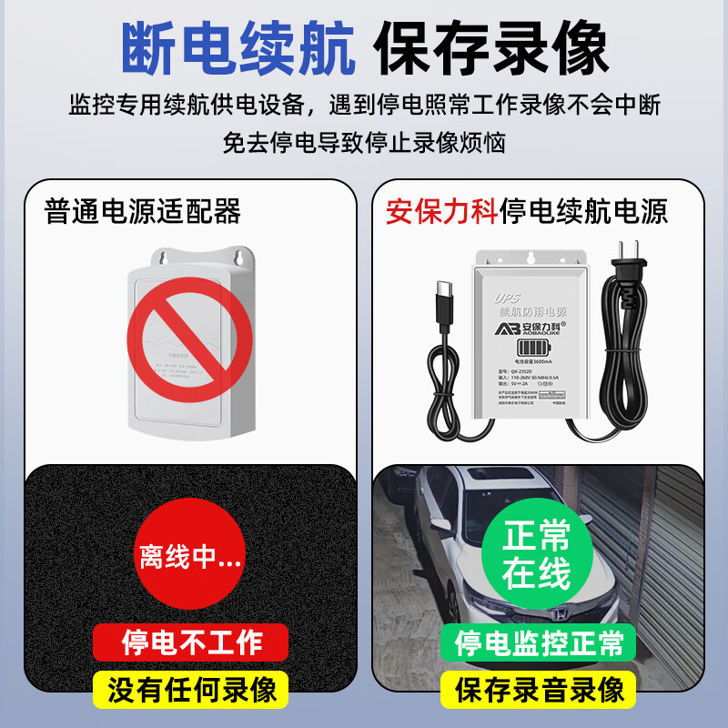 Security LeCroy monitoring ups battery life power supply 5v2a outdoor waterproof camera adapter power outage emergency backup QX-2352D Type-c interface