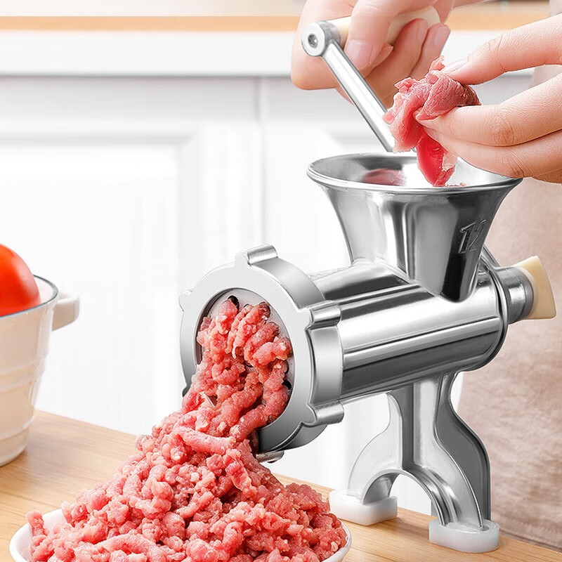 Fully suitable manual meat grinder, multi-functional household sausage enema machine, hand-cranked small vegetable mincer, stainless steel blade grinder