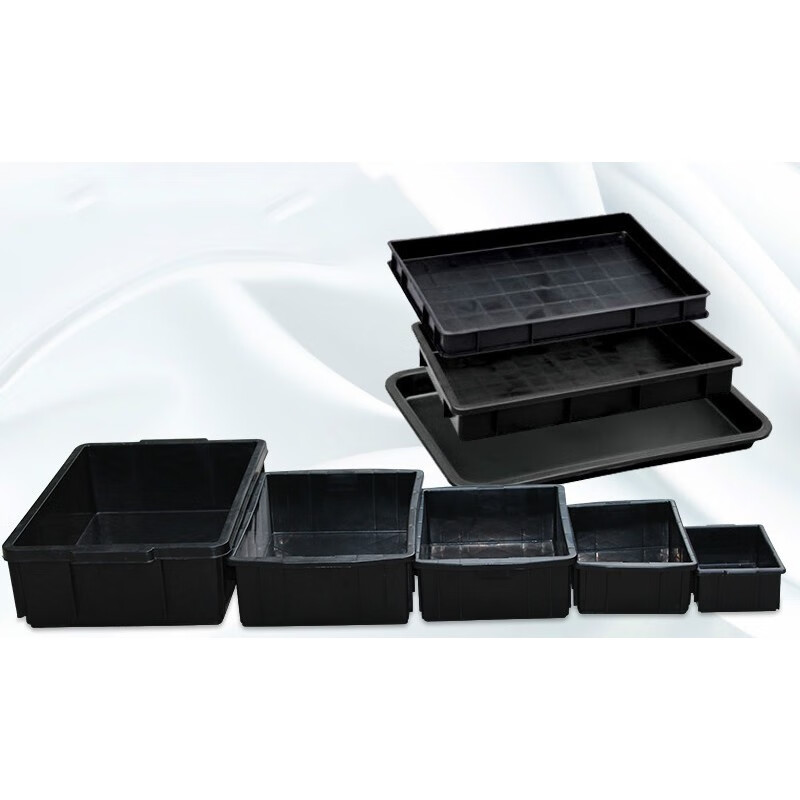 Thickened anti-static parts box plastic plastic turnover box electronic component box black tray square plate mobile phone material box black 01 (150*100*55mm)